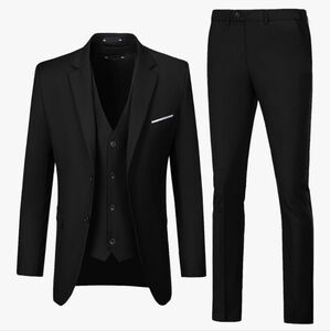 Classic Black 3 Piece Slim Fit Men's Suit XS